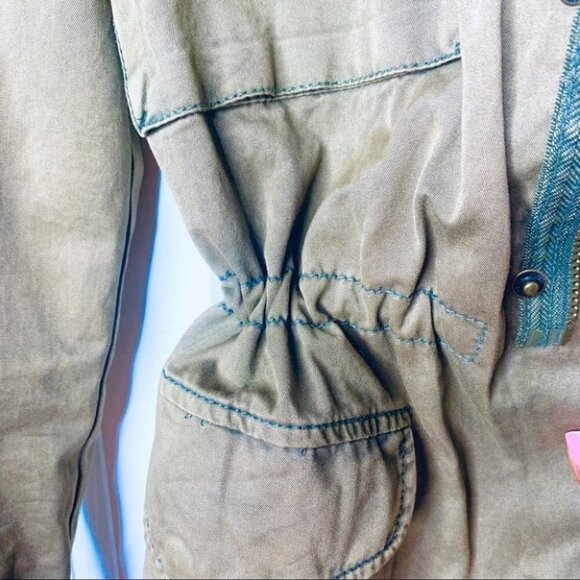 ZARA green fitted utility jacket spring khaki jacket women size  medium - Picture 8 of 16